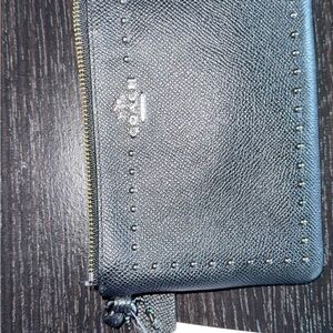 Coach Black Leather Wristlet Studded